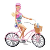 Brinquedo Boneca Articulada Barbie E Bicicleta Mattel Ftv96
