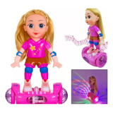 Brinquedo Boneca Com Patinete Anda Com Luzes E Sons