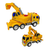 Brinquedo Caminhão Construção Infantil Com Luz Som Fricção Cor Escavadeira