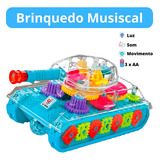 Brinquedo Carrinho Tanque Bate Volta Luz Som Engrenagem Led Cor Colorido Personagem Transparente/colorido