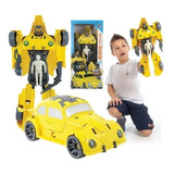 Brinquedo Carro Fusca Vira Robô Grande Transformer Boneco
