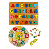 Brinquedo Educativo Alfabeto Numero Relógio Formas Cor Colorido