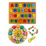 Brinquedo Educativo Alfabeto Numero Relógio Formas Geometric