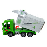 Brinquedo Infantil Caminhão Coletor De Lixo Abre Portas Som Cor Verde