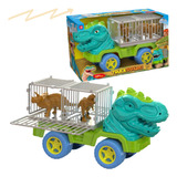 Brinquedo Infantil Caminhao Transporte Dinossauros Com Jaula