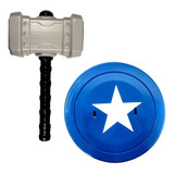 Brinquedo Infantil Martelo Thor E Escudo Capitão América