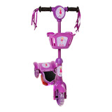 Brinquedo Infantil Patinete Barbie Scooter 3 Rodas Com Cesta