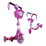 Brinquedo Infantil Patinete Scooter 3 Rodas Com Cesta Luz