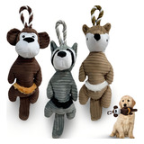 Brinquedo Mordedor Pelúcia Galo Grande Pet Com Apito 36 Cm Cor Guaxinim Da Floresta