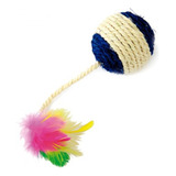 Brinquedo Para Gatos Bola Gato Sisal Catnip Com Penas