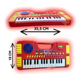 Brinquedo Piano Teclado Musical 8 Sons E 32 Teclas Diversão Cor Vermelho Pilhas
