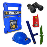 Brinquedo Policia Escudo Algema Binóculos Capacete Acessório