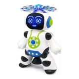 Brinquedo Robô Dança Gira 360 Graus Robot Som E Luz Cor Branco Personagem Branco