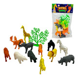 Brinquedo Saquinho 12 Animais Selvagens Árvore Maquete Sets