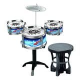 Brinquedo Super Bateria Infantil Com Banco Tambores E Prato