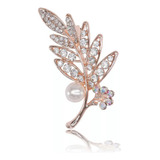 Broche De Folha Strass Elegante Para Mulheres Luxo