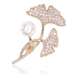 Broche Folhas Strass Pérola Casamento Faça Você Mesmo Luxo