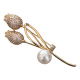Broche Tulipa Com Perola E Zirconias Flor