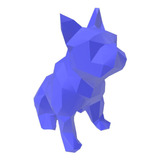 Bulldog Francês Sentado Pet Low Poly Geométrico Decoração 3d