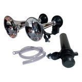 Buzina De Ar 2 Cornetas Mini Dupla Bike Forte Cromada