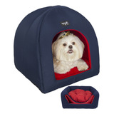Cabana 2x1 Marinho Cama Cachorro Gato Toca Casa Avuk Pet