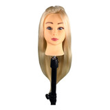 Cabeça Boneca Mista 80% Natural 20% Sintética Loira + Raquete + Suporte + Tesoura +