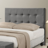 Cabeceira Cama Elli Casal Queen Colchão Box Estofada Cinza