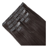 Cabelo 100% Humano Liso Castanho 45cm 100g No Tic Tac P/mega