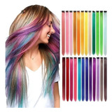 Cabelo Mechas Luzes Coloridas Aplique Tic Tac Cor Azul Claro