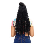 Cabelo Organico Cacheado 60cm Com Tic Tac De Orelha A Orelha Cor Castanho Escuro 02