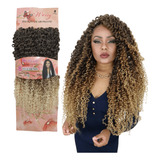 Cabelo Organico Cacheado Natural Mega Hair ( Fio A Fio ) Wb Cor Castanho Com Acobreado E Pontas Platinadas Mt4 30 613