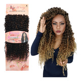 Cabelo Organico Cacheado Natural Mega Hair ( Fio A Fio ) Wb Cor Castanho Escuro Com Mechas Acobreadas Sp2/4/30