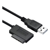 Cabo Adaptador Conversor Usb X Mini Sata 2 Notebook Dvd Cd Cor Preto