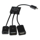 Cabo Adaptador De Extensão De Host Otg Micro Usb 3 Em 1