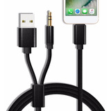 Cabo Áudio P2 Usb Auxiliar iPhone Lightning Som Automotivo