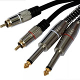 Cabo Áudio Plug 2 Rca + 2 P10 Mono Blindado Profissional Bertô Preto