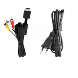 Cabo Av Audio E Video Rca + Cabo Energia Para Ps1 Ps2 E Ps3