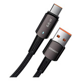 Cabo Carregador Usb Tipo C Turbo 66w 6a Essager 2 Metros Cor Preto