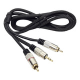 Cabo De Áudio P2 Estéreo + 2 Rca Gold 24k Nylon 1,8m