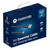 Cabo De Dados E Carga Motorola Usb-a Para Usb-c Preto