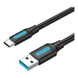 Cabo De Dados Vention Usb Tipo C 5 Gbps Fast Charge 5a 50 Cm Preto