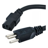 Cabo De Força Tripolar 3 M De Largo 2,50 Mm De Ancho 20 Amperes 110v/220v Marca Tebera Preto