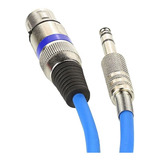 Cabo De Microfone Xlr Para P10 Estereo - Azul - 3 Metros