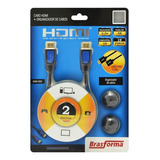 Cabo Hdmi 2m Alta Definição + Organizador De Cabos Brasforma