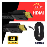 Cabo Hdmi 5 Metros Blindado 3d Full Hd Para Tv Game Pc Not