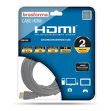 Cabo Hdmi Brasforma Alta Definição Ultra Hd 2.0 4k 2 Metros