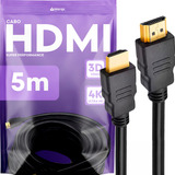 Cabo Hdmi Gold 5m Metros 1.4 Hdmi Preto Mts 4k 3d Full Hd Blindado Tv Pc Video Game