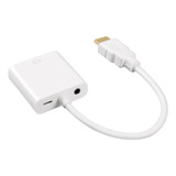 Cabo Hdmi Para Vga Conversor De Poder De Áudio Branco