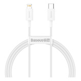 Cabo Lightning Usb-c Pd 20w 1m Turbo Baseus iPhone iPad Cor Branco