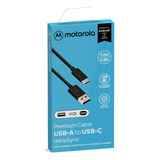 Cabo Motorola Usb-a Para Usb-c 1.5m Acabamento Cordão Preto